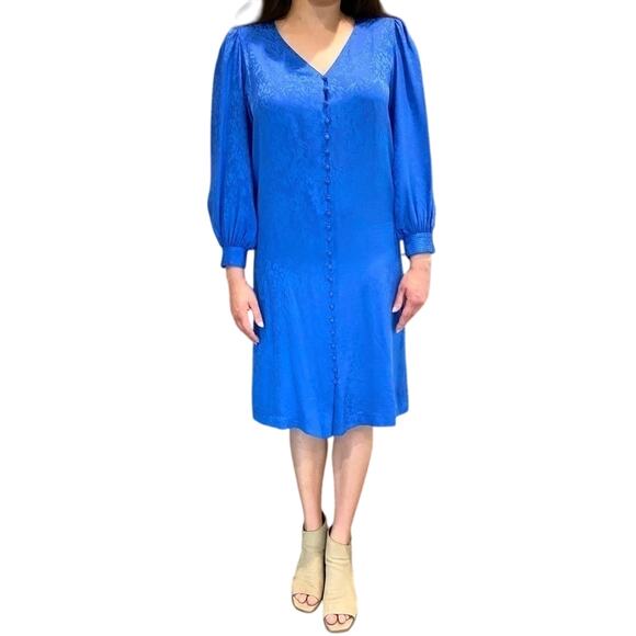 TRIFLES | Vintage 100% Silk Blue Dress Made in Hong Kong | Size 12 - Picture 3 of 8